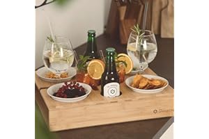 TDL Gadgetti - Couchbar (Bambus): Die All-in-One Snackbox für einen entspannten Filmabend mit ausreichend Platz für Schalen, Getränke, Tassen & Weingläser - Sofatablett, Sofa Butler