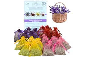 Edel Living Lavendelsäckchen mit staubfreiem und langanhaltendem aus Deutschland, 20 x 6g Duftsäckchen als Mottenschutz für Kleiderschrank, getrocknet und bunten Beuteln für entspannten Schlaf
