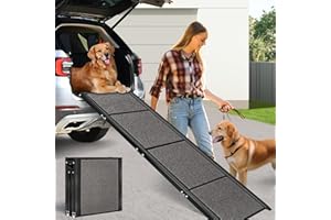 CJYMMFAN Rampe pour Chien Voiture Pliable Extra Longue 175cm, Rampes D'Accès Voiture pour Chien avec Surface Antidérapante, Échelle De Voiture Pliante Escalier pour Grands Chiens, Supporter Un Poids De 115kg