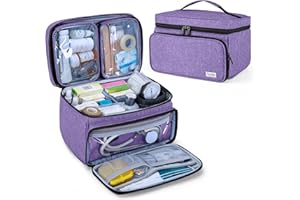 Luxja Sac de Médecine avec 2 Pochettes Transparentes Amovibles, Sac de rangement de Médicaments (Sac Seulement), Violet