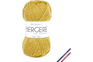 BERGERE DE FRANCE Bergère de France - BARISIENNE 7 pelote de laine à tricoter et crochet (50g) - 100% Acrylique - 6,5 mm - Fabrication Française - Gros Fil Rond, très Doux - Jaune (BANANIER)