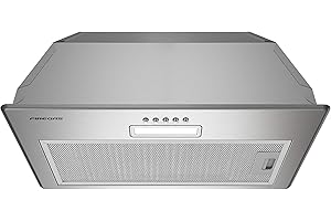 FIREGAS Cappa aspirante Incasso 52 cm, Espulsione/Ricircolo con LED, 3 livelli di potenza, Cappa base mobile integrata