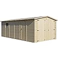 Wooden Garden Shed - Garage with Windows - W11ft x L20ft x H7ft Timber Shiplap Shed - Garden Workshop – Car, Bike, Tool Shed Storage TIMBELA M102