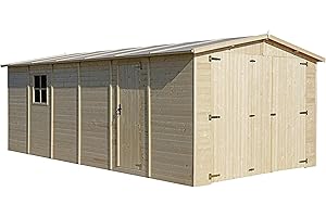 Wooden Garden Shed - Garage with Windows - W11ft x L20ft x H7ft Timber Shiplap Shed - Garden Workshop – Car, Bike, Tool Shed Storage TIMBELA M102