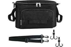 Vylyciy Borsa per Passeggino Universale, Multifunzione Borsa Organizer Passeggino Impermeabile, con Tracolla, Borsa Cambio Neonato per Biberon, Pannolini, Giocattoli, Snack(Nero)
