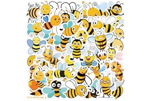 LYUNMU Kleine Bienen Aufkleber Bienen Sticker Set 60 Stücke Niedlich Deko für Auto Laptop Skateboard Fahrrad Moped Motorrad Fahrrad Computer,Geeignet für Erwachsene Kinder