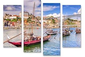 islandburner, Tableau Tableaux sur toile Fleuve Douro à Porto Portugal Impression Image Motif moderne Décoration Affiche Photo RMU