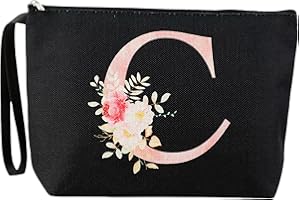 Blisswave Pochette Donna, Pochette Trucchi Personalizzata con Nome Dalla A alla Z, Cerniera In Metallo di Alta Qualità, Design di Stampa Raffinato, Foderata, Regali Personalizzati (Nero)