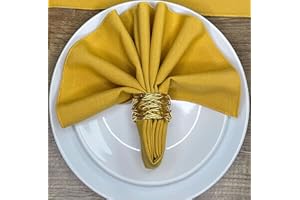 Hope Textiles Mustard 21" x 21" (53cm) Fabric NAPKIN (Polyester, not cotton) PACK OF 4