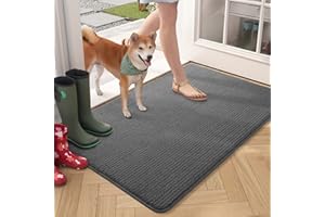 COLOR&GEOMETRY Color G Felpudo de Entrada, Alfombra Absorbente Entrada Impermeable y Lavable para Atrapar, Alfombrilla Antideslizante, Pasillo, Cocina, Dormitorio, 90 x 150 cm, Gris