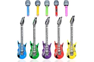VIKSAUN 10 Pièces Guitare Gonflable Instrument Gonflable, Accessoires Articles De Fête Faveurs Fête Guitares Microphones Rock, Party Décorations Jeu Gonflable de Jouet d'étoile (10 pcs)