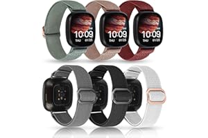 aceyoon 6 Pack Bracelets Compatibles avec Fitbit Versa 3/Versa 4/Sense/Sense 2, Réglable Sport Bracelet Montre pour Fitbit en Nylon Tressé Bracelet de Rechange Elastique pour Femme/Homme