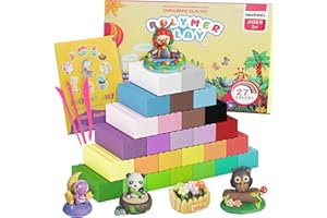 AESTD-ST Polymer Clay - 27 Colours Shimmer Modelling Clay for Kids, Non-Toxic, Non-Stick Oven Bake Clay, Easy to Mold, Sculpting and Bake DIY Starter Kits, Gift for Children and Artists.