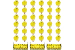 SRVERTEX 36PCs Easter Chenille Yellow Chicks Fluffy Easter Bonnet Chicks, Adorable Cute Easter Chicks useful for Easter Basket and Trilby Decorations, Size-3.6cm (36 Pcs Yellow Chicks)