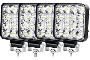 PICAA Mini fari da lavoro a LED, 4 x 3,3 pollici, 48 W, quadrati, 12 V, 24 V, per SUV, trattore, camion, 4 x 4, ATV
