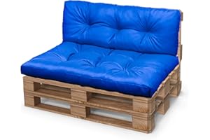 CLOUD PILLOW Palettenkissen 120 x 80 cm - Europaletten Sitzkissen set Outdoor - Wasserdicht Rückenkissen zum Garten - Perfekte Kissen für Palettenmöbel - Kornblumenblau Farbe - UV-beständiges Material mit OEKO-TEX