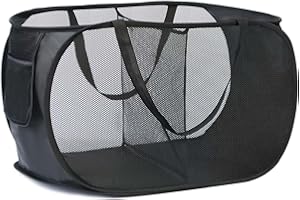 KIAYOO Cesto Ropa Plegable,Cesta Ropa Sucia 2 Compartimentos,Cesta Ropa Limpia para para el Baño,Dormitorio,Lavandería,Habitación de los Niños,Hotel y Viajes,Negro