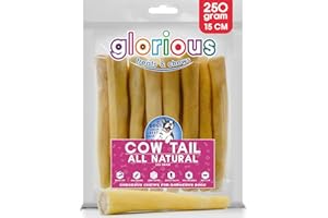 GLORIOUS TREATS AND CHEWS Natural Beef & Cow Tail Dog Chews, Premium, Healthy Treats & Bones for Dental Health, No Additives