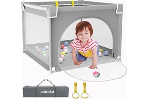 GERCHAM Parque Infantil Bebe, 90cm Corralito Bebe Para Apartmento, Pequeño Parque Bebe con Malla Transpirable, Centro de Actividades para Niños con Base Antideslizante, Corral Bebe Interior Exterior