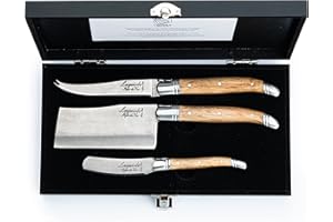 Laguiole Style de Vie Coltello da formaggio Luxury Line, 3 pezzi, in legno di quercia