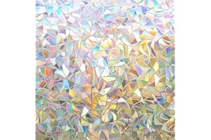 rabbitgoo Rainbow Window Film Privacy Film for Glass Windows, Decorative Stickers for Glass Privacy, Static Cling Rainbow Vinyl 44.5x200cm