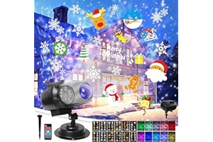 QXMCOV Projecteur Noel Exterieur, avec 12 Diapositives et 10 Effets de Vagues et Télécommande, Projecteur Exterieur Noel Étanche, Decoration Noel Intérieur Extérieur pour Noël Halloween Fête Jardin