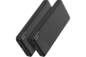 AsperX Power Bank 10000mAh 2 Stück, Slim Klein Aber Stark Externer Handyakkus, USB C Eingang und Ausgang, Tragbares Ladegerät mit 4 Ports kompatibel mit iPhone, Samsung, iPad, Huawei, AirPods