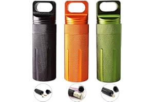 auvstar High Capacity Waterproof Pill Case Aluminum,Portable Outdoor Waterproof Container,Match Seal Storage Case EDC Survival Container Capsule