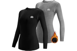 MEETWEE Camiseta Térmica Mujer, Ropa Interior de Compresión Manga Larga Esquí Funcional Thermal Baselayer para Transpirable, cálida y de Secado rápido