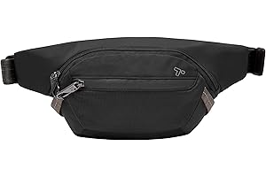 Travelon Plecak wielofunkcyjny z antykradzieżowym aktywnym paskiem, Czarny, 9.5 x 6 x 2, Antykradzieżowa aktywna nerka