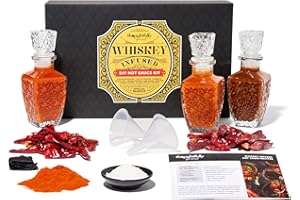 ‎THOUGHTFULLY Thoughtfully - DIY Hot Sauce Whiskey Infused Set - Scharfe Soße selber machen - Inkl. Zubehör - Geschenkset für Männer und Frauen
