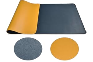 MODAZON Office Desk Mat Desk Pad, Waterproof Desk Protector Mat, Dual-Sided Multifunctional Large Leather Desk Cover for Mouse, Keyboard and Writing(60x35cm, Blue-Yellow)
