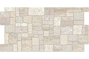 Grace Baltic - 3D-Wandpaneele für Innenwanddekoration, nicht klebend, dünn und elastisch, PVC-Kunst (12, Heller Kalkstein)