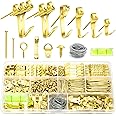 modacraft 372PCS Picture Hooks for Frames, Hanging Kit with Hangers, Nails, Wire, Mini Level Frames Mirrors Canvas, Heavy Duty Plasterboard Walls-75lbs (CF0086)