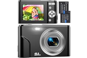 IXNAIQY Fotocamera Digitali Compatte 1080P HD Macchina Fotografica, 48 MP Fotocamera Vlogging con Zoom Digitale 2.4" LCD Mini Video Fotocamer con 2 Batteria per Bambini, Adulti, Principianti