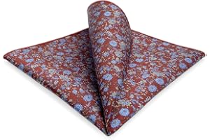 S&W SHLAX&WING Män Pocket Square Medium Vermillion Röd Blommor Blå för Bröllop Groomsmen