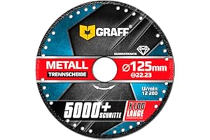 GRAFF Disco de Corte Negro 125 mm para Metal - para Láminas, Tubos y Perfiles de Hierro, Aluminio - Compatible con Amoladora Angular