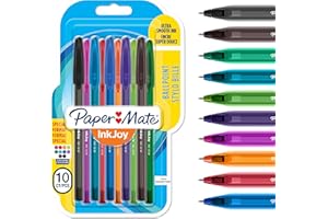 Paper Mate InkJoy 100 CAP Penna a sfera con cappuccio e punta media da 1,0 mm | colori vivaci assortiti | confezione da 8+2 (1956751)