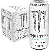 Monster Energy Ultra White, Bebida energ&eacute;tica sin Az&uacute;car - Pack 4 Latas 500 ml