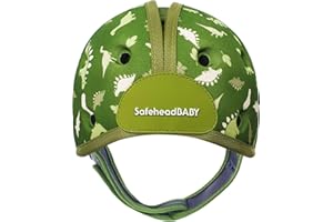 SafeheadBABY Casco di sicurezza per bambini pluripremiato per gattonare e camminare Caschi di protezione per la testa del bambino Traspiranti ed espandibili - Dino Verde