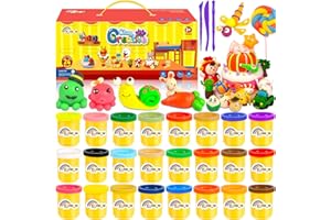 VIPNAJI 24 Pots de Pate A Modeler, Coloré, 50 g chacun, avec accessoire pate a modeler, cadeau pour filles garçons