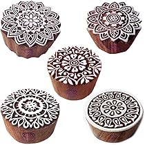 Royal Kraft Set Timbri In Legno Floreali – 5 Pezzi Per Tatuaggi Temporanei, Tessuto, Ceramica