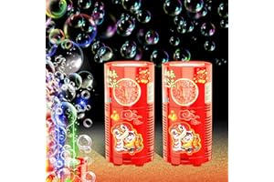 IVTIVFU Máquina de Burbujas de Fuegos Artificiales (2PCS 13 Agujeros), Creador Automático de Burbujas de Fuegos Artificiales con Luces y Sonido Cerrable para Niños, Año Nuevo Chino 2023, Navidad, Fiesta.