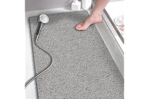 MTWSJIA Loofah Long Shower Mat for Bathtub, Bath Mat Non Slip Anti Mould Antibacterial Soft PVC Bath Mat for Bathroom Wet Shower Areas (Grey)(40 * 100cm)