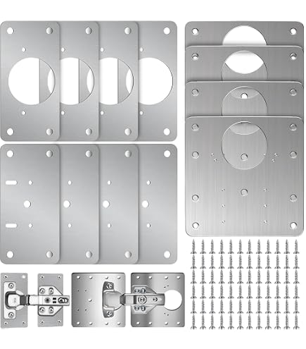 Produktbild von Tekenewbse 8 Stück Schrank Scharnier Reparaturplatte, Reparaturset 9