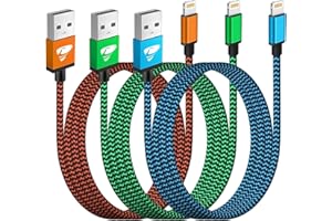 AIONEUS Cable iPhone Chargeur iPhone [3m/Lot de 3] Cable Lightning USB MFi Certifié Nylon Tressé Cordon iPhone Charge Rapide Fil Ultra Solide pour iPhone 14 Pro Max 13 12 11 XR XS X 8 7 Plus Se iPad