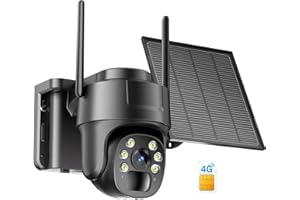 KKB 4G LTE Telecamera Esterno con SIM, 2K Telecamere 4G Batterie Senza Fili con Pannello Solare, Videocamera Sorveglianza 360° PTZ Visione Notturna a Colori, Audio Bidirezionale, PIR Rilevamento, IP66