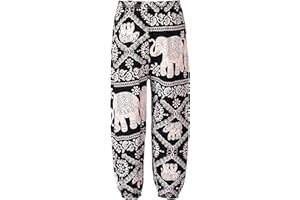 TiaoBug Enfant Fille Garçon Boheme Pantalon Sarouel Imprime Fleur Harem Pantalon Danse Yoga Pantalons d'été Casual Vacances Plage 3-12 Ans