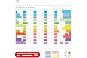BOSPHORUS CARD 2024 LAMINATED Year Yearly Annual Office Home Wall Planner Calendar With Pen And Stickers Stickers & Adhesive Mounting Pads (35x50 cm, Design 1)
