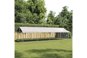 IKAYAA Recinto per Cani Gabbia per Cani da Esterno con Tetto Box per Cani da Esterno Gabbia Cani Esterno Cuccia Cane esterno-600 x 200 x 150 cm